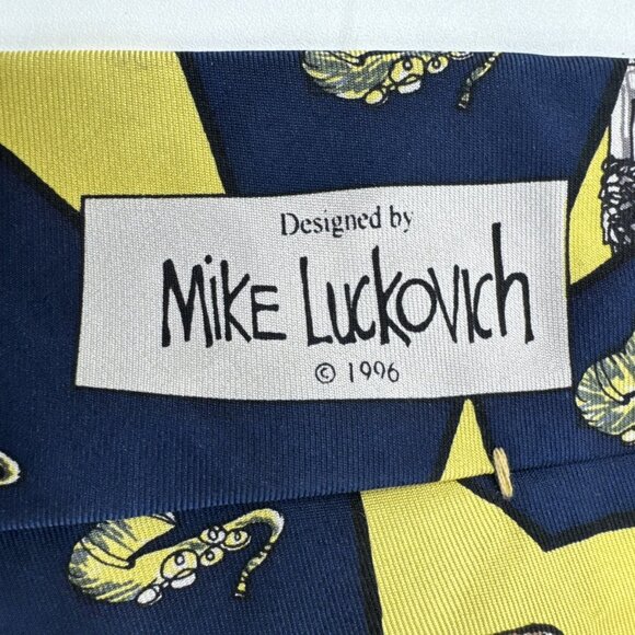 Democratic Political Tie Silk Mike Luckovich Bill Clinton Democrat Saxophone 90s - Picture 2 of 6